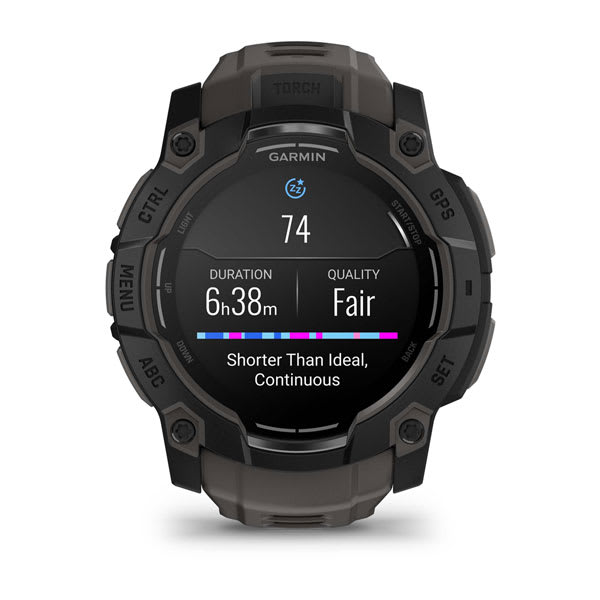 Instinct® 3 – 50 mm, AMOLED, Svart med Charcoal rem