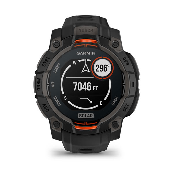 Instinct® 3 – 45 mm, Solar, Svart med svart rem