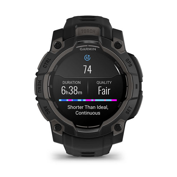 Instinct® 3 – 45 mm, AMOLED, Svart med svart rem