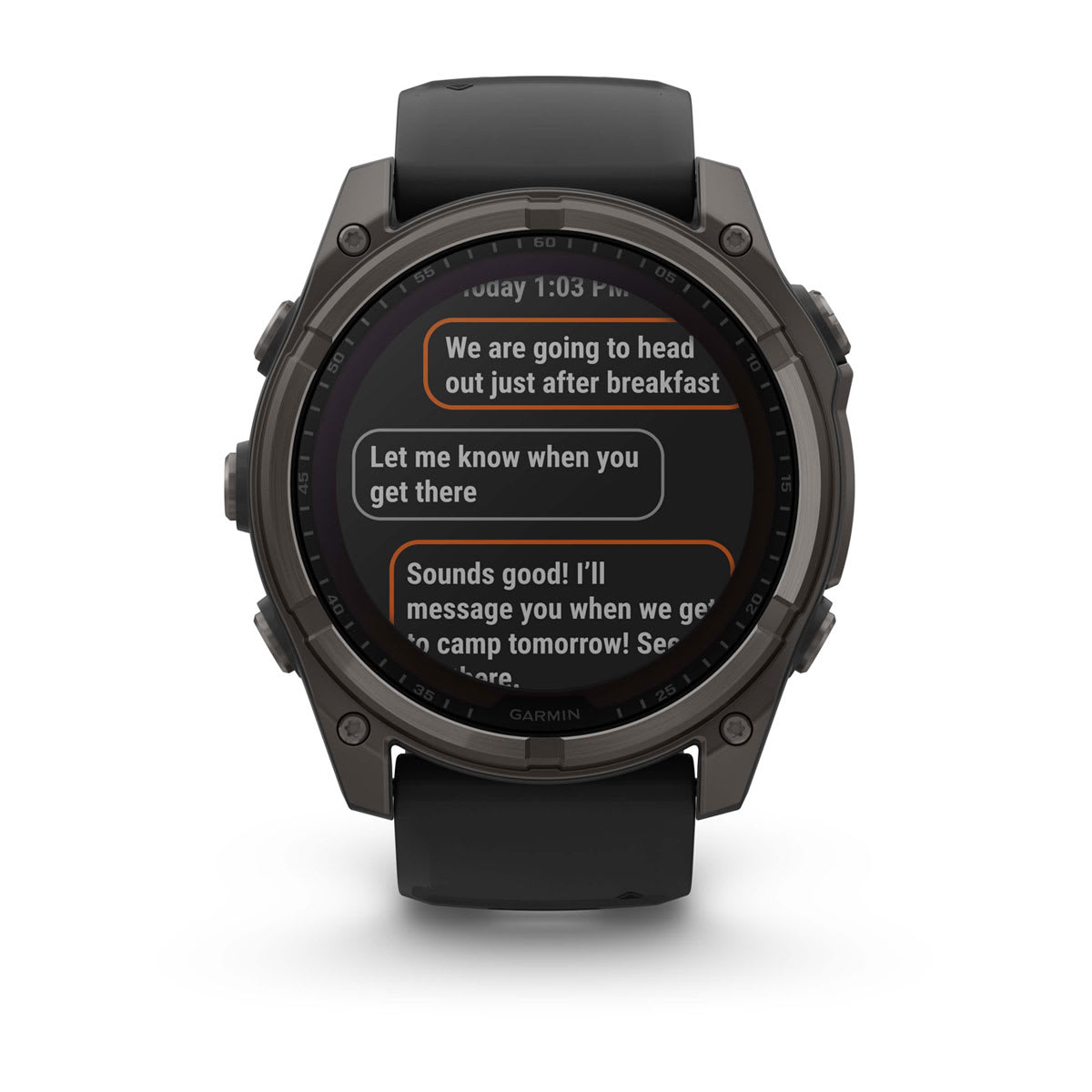 fēnix® 8 – 51 mm, Solar, Sapphire, Carbon Grey DLC-titanium med svart/Pebble Grey silikonerem