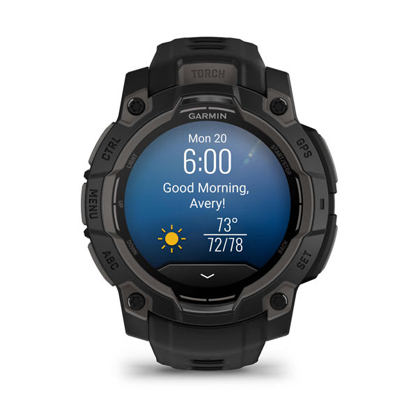 Instinct® 3 – 45 mm, AMOLED, Svart med svart rem