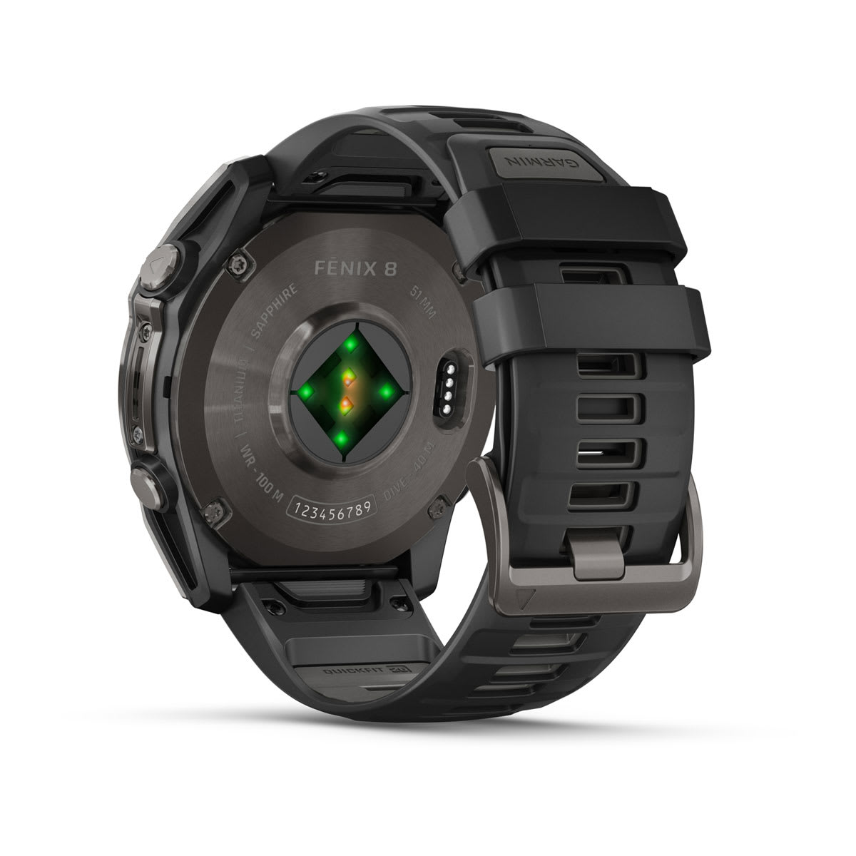 fēnix® 8 – 51 mm, AMOLED, Sapphire, Carbon Grey DLC med svart/Pebble Grey silikonerem