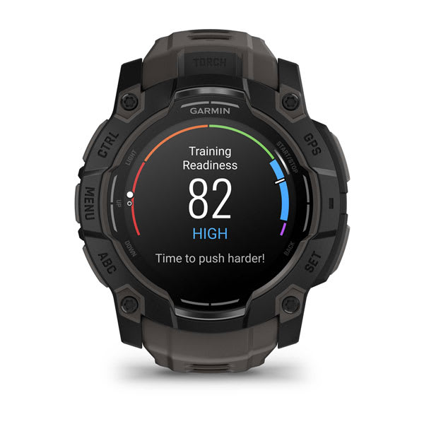 Instinct® 3 – 50 mm, AMOLED, Svart med Charcoal rem