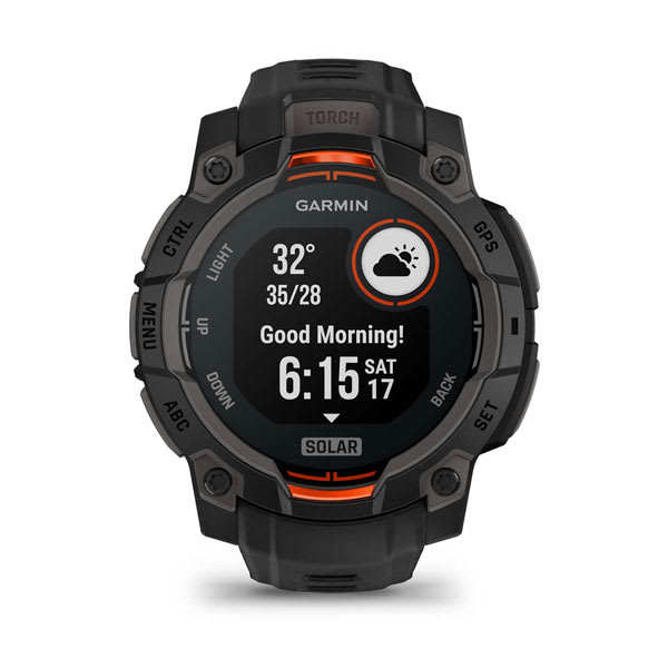 Instinct® 3 – 45 mm, Solar, Svart med svart rem