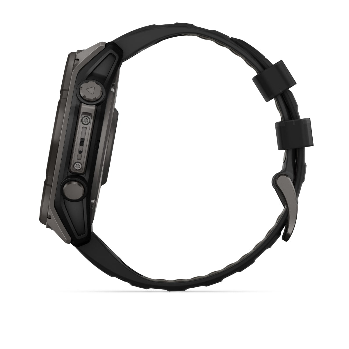 fēnix® 8 – 51 mm, Solar, Sapphire, Carbon Grey DLC-titanium med svart/Pebble Grey silikonerem