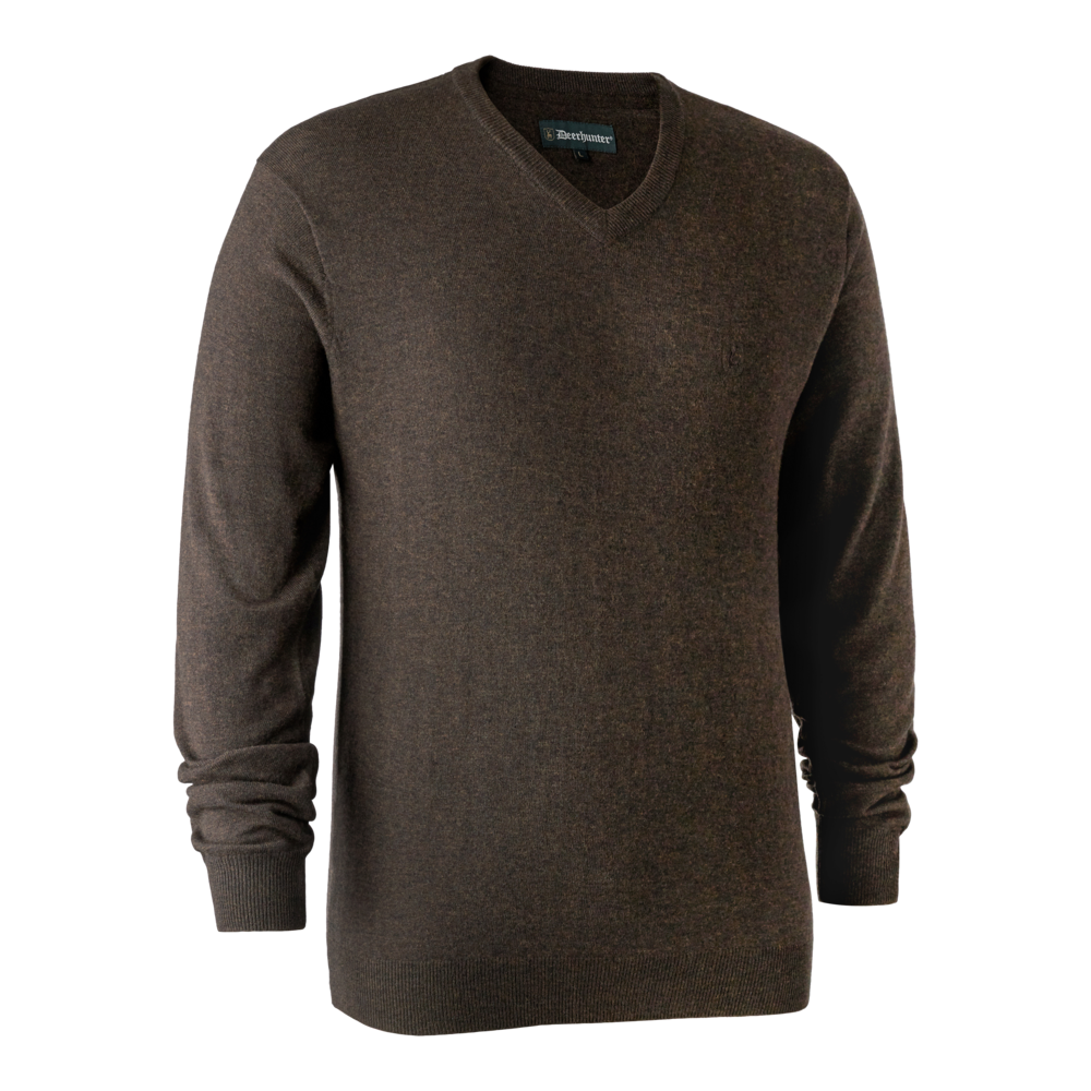 Kingston Strikkegenser Med V-Hals - Dark Elm – Deerhunter