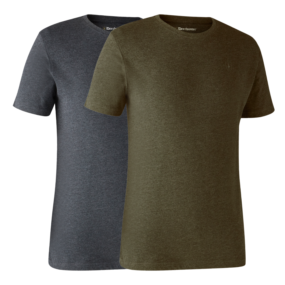 Basis 2-pak T-skjorte Adventure Green Melange – Deerhunter