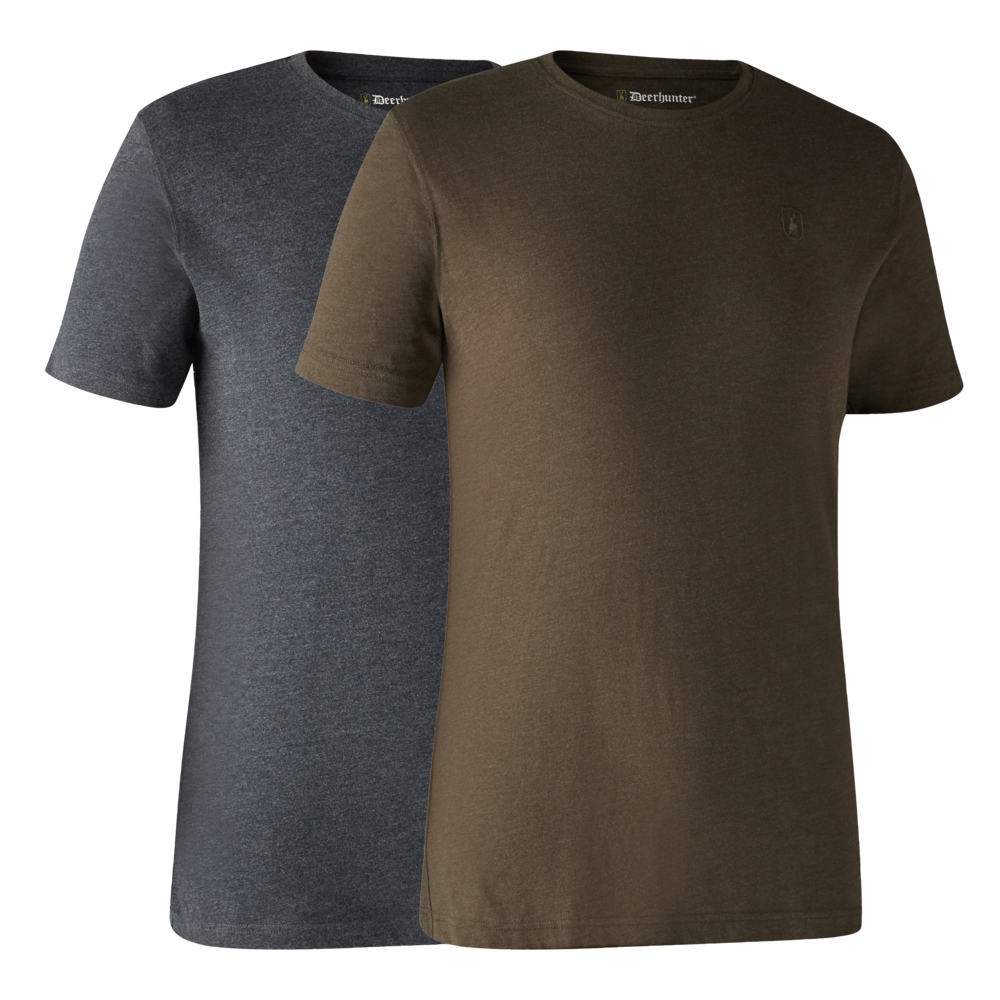 Basis 2-Pak T-Skjorte - Brown Leaf Melange – Deerhunter
