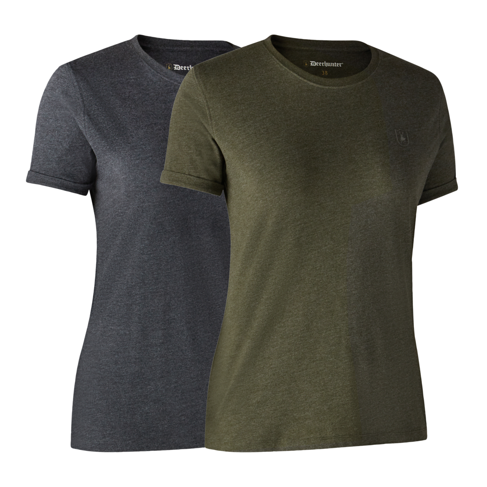 Ladies Basis 2-pak T-skjorte Adventure - Green Melange – Deerhunter