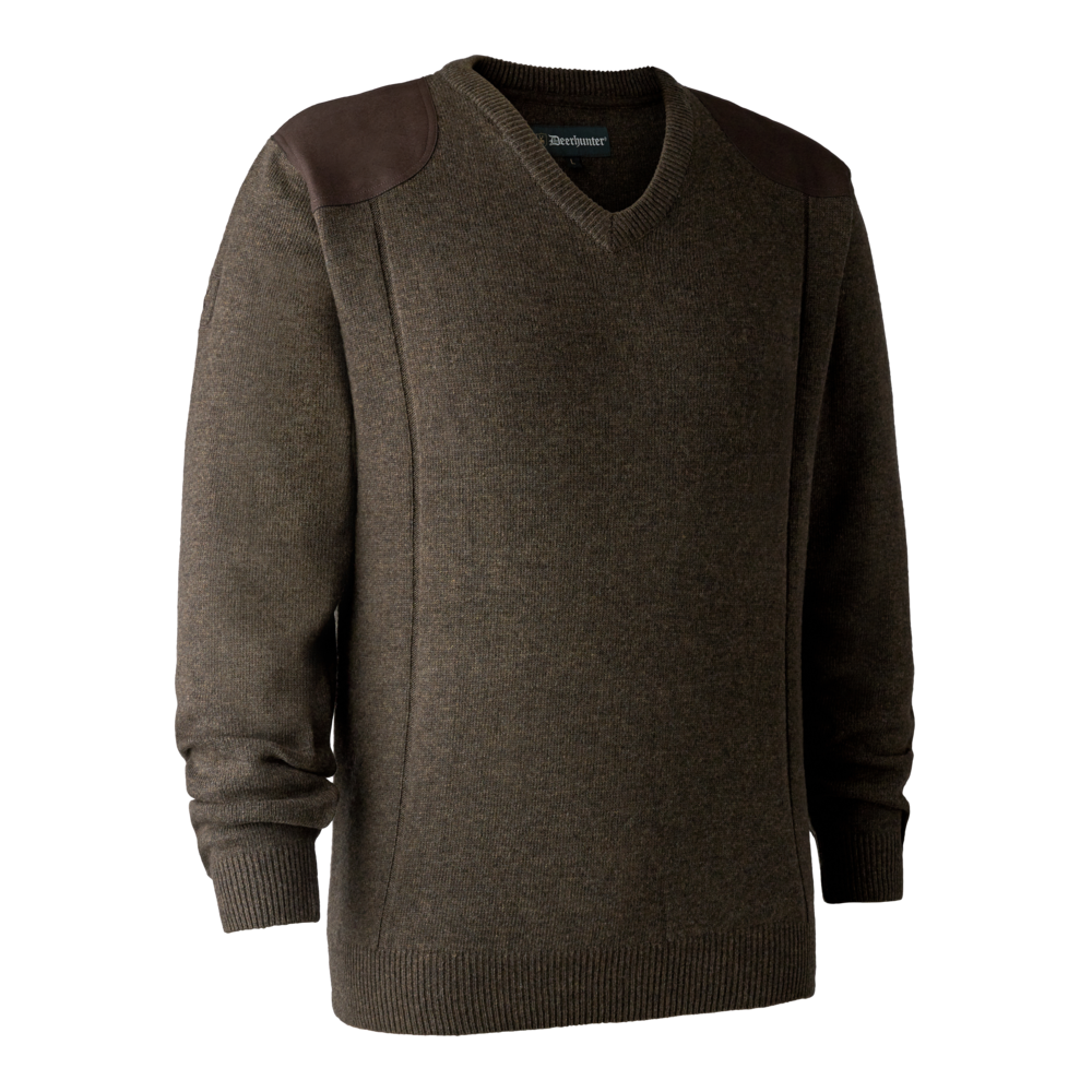 Sheffield Strikkegenser Med V-hals - Dark Elm – Deerhunter