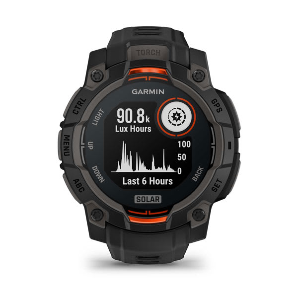 Instinct® 3 – 45 mm, Solar, Svart med svart rem