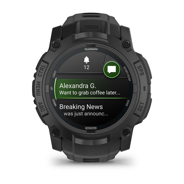 Instinct® 3 – 50 mm, AMOLED, Tactical Edition, Svart med svart rem