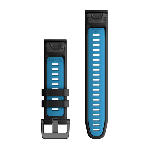 Quickfit 22 mm urremme, Svart/Cirrus Blue silikone