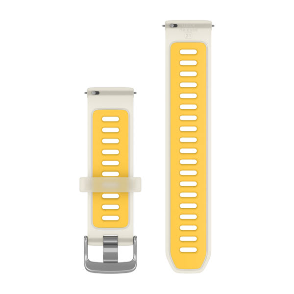 Quick Release remme (20 mm), Gjennomskinnelig Bone/Mango med sølv hardware