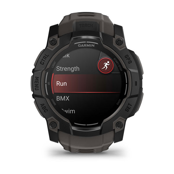 Instinct® 3 – 50 mm, AMOLED, Svart med Charcoal rem