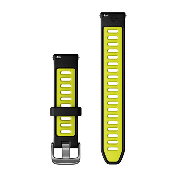 Quick Release remme (18 mm), Sort/Amp Yellow silikone, Slate hardware