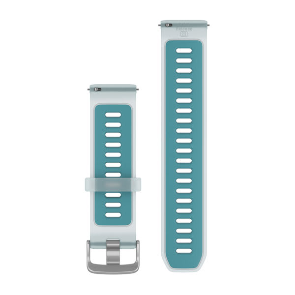 Quick Release remme (22 mm), Gjennomskinnelig Whitestone/Turkis med sølv hardware