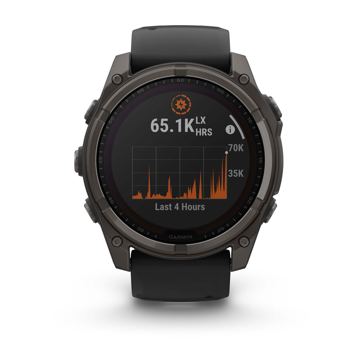fēnix® 8 – 51 mm, Solar, Sapphire, Carbon Grey DLC-titanium med svart/Pebble Grey silikonerem