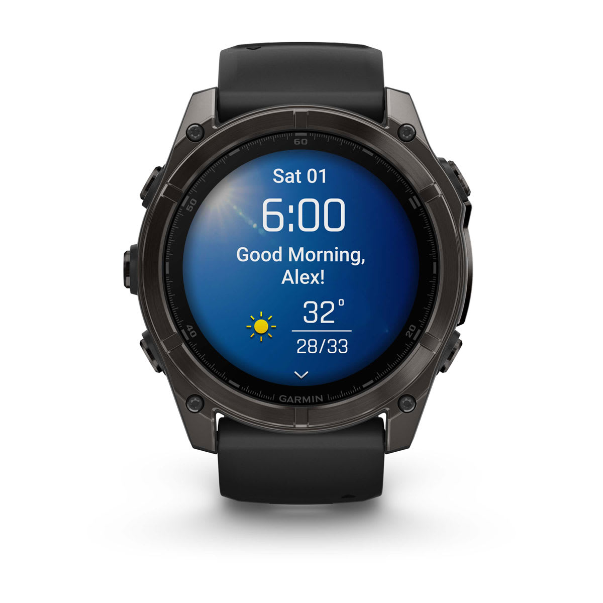 fēnix® 8 – 51 mm, AMOLED, Sapphire, Carbon Grey DLC med svart/Pebble Grey silikonerem