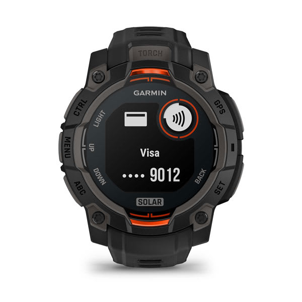 Instinct® 3 – 45 mm, Solar, Svart med svart rem