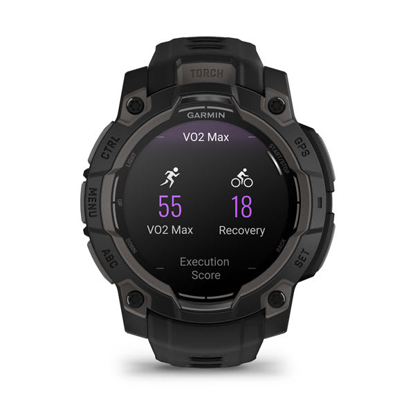 Instinct® 3 – 45 mm, AMOLED, Svart med svart rem
