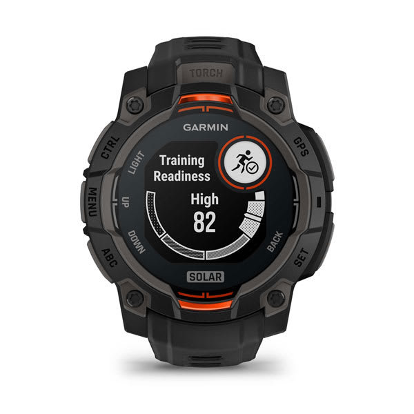 Instinct® 3 – 45 mm, Solar, Svart med svart rem