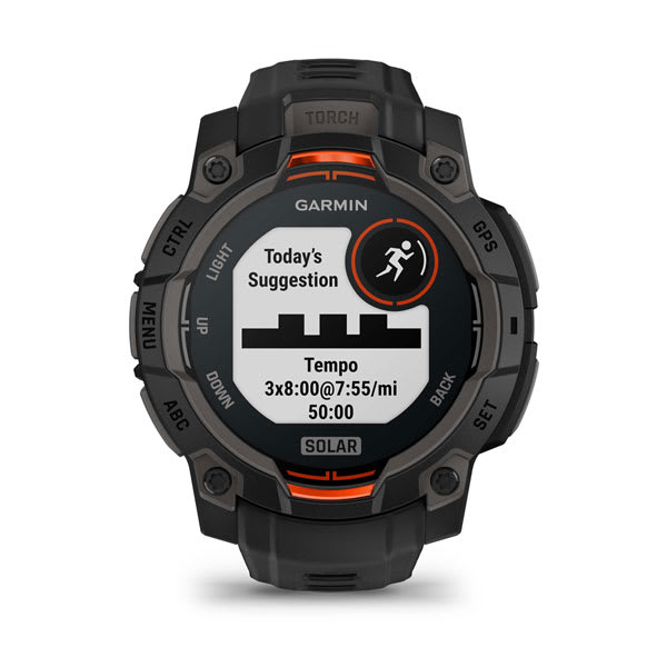Instinct® 3 – 45 mm, Solar, Svart med svart rem