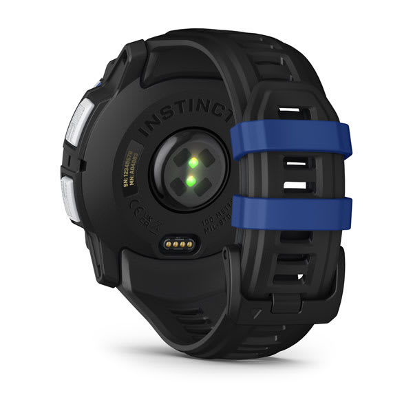 Instinct® 3 – 50 mm, Solar, Whitestone med svart/Bolt Blue rem