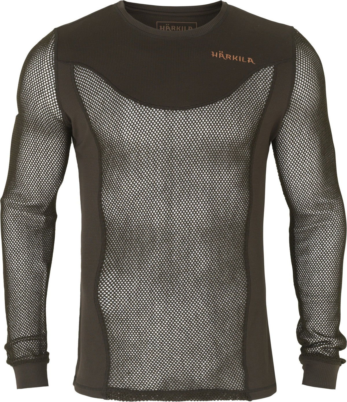 Base Mesh trøye med rund hals Shadow Brown – Härkila