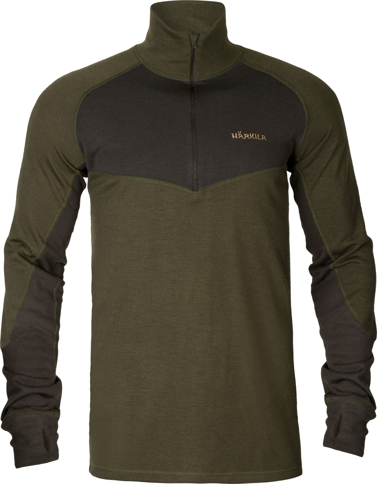 Base Warm zip neck Willow Green/Shadow Brown – Härkila