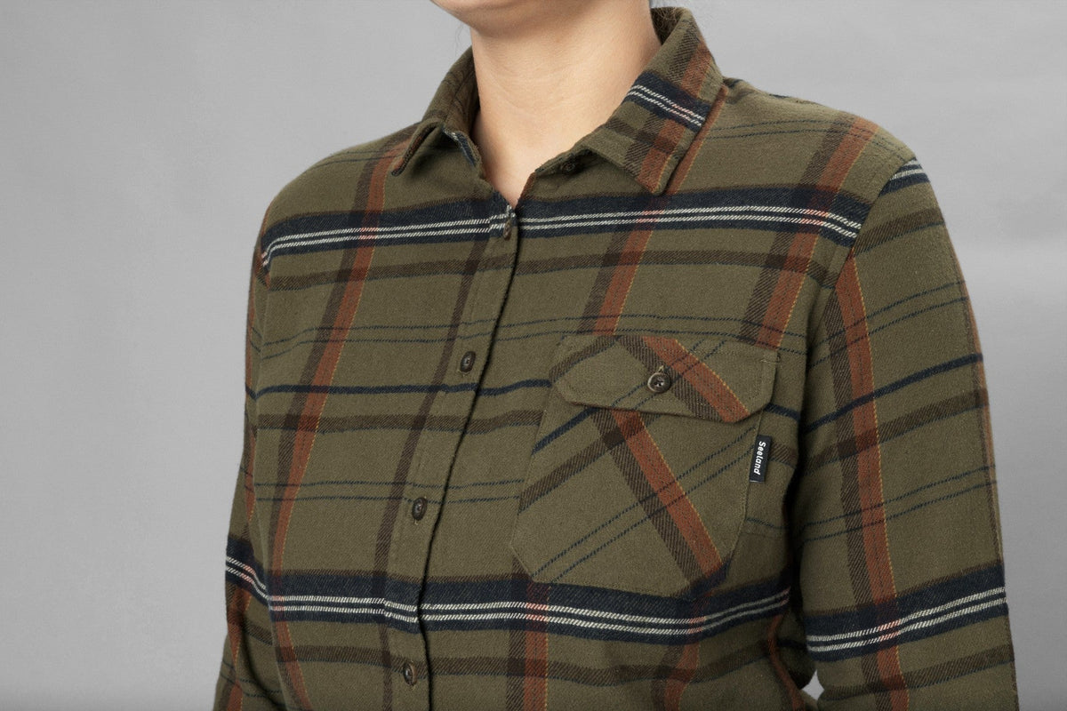 Skye Flannel Skjorte Til Kvinner - Grape Leaf/Terracotta Check – Seeland