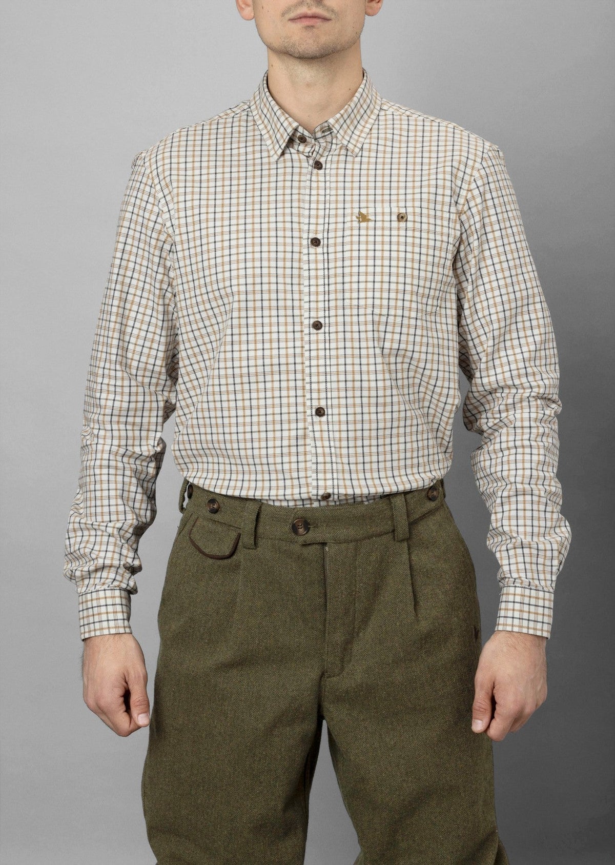 Oxford Shooting Skjorte - Classic Blue/Classic Brown Check – Seeland