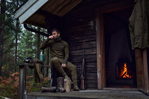 Base Warm zip neck Willow Green/Shadow Brown – Härkila