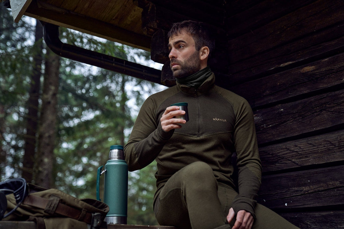 Base Warm zip neck Willow Green/Shadow Brown – Härkila