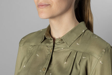Abigail L/S Skjorte Dame Dust Green/Flying Ducks – Härkila