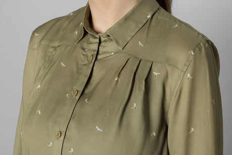 Abigail L/S Skjorte Dame Dust Green/Flying Ducks – Härkila