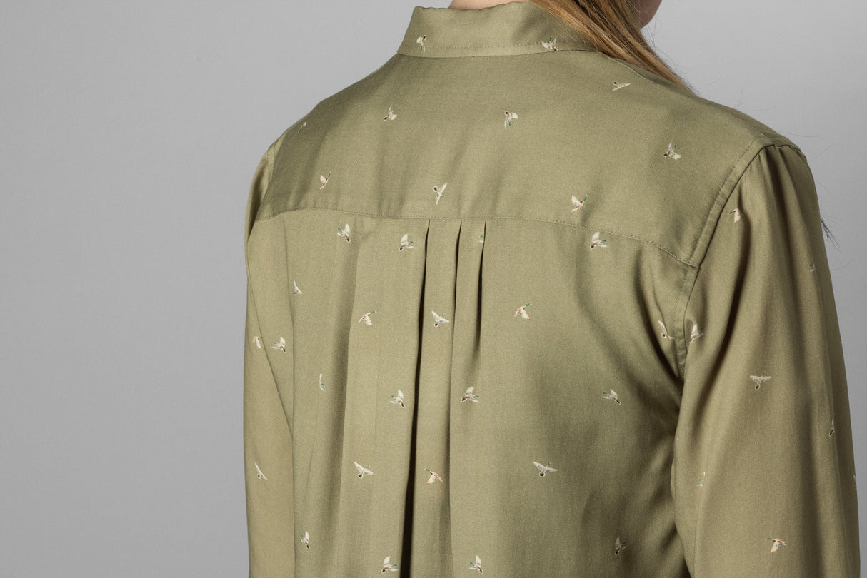 Abigail L/S Skjorte Dame Dust Green/Flying Ducks – Härkila