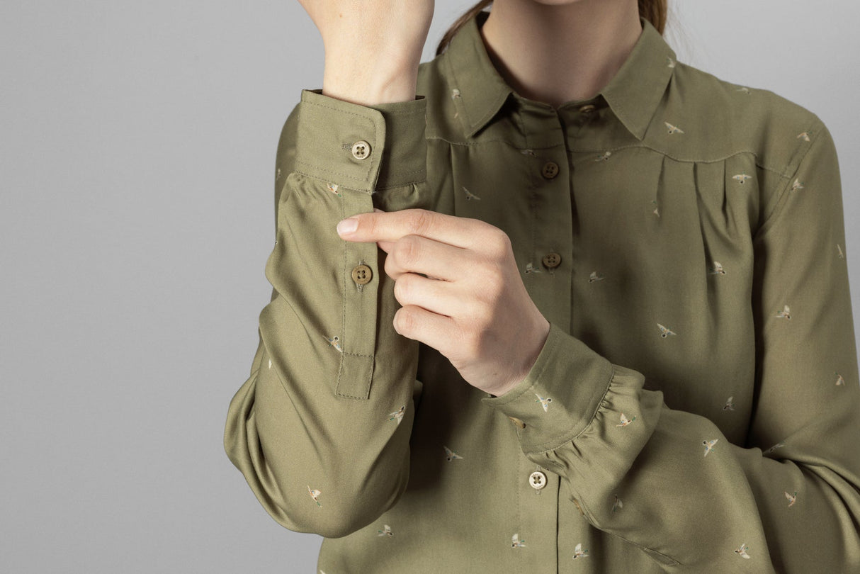 Abigail L/S Skjorte Dame Dust Green/Flying Ducks – Härkila