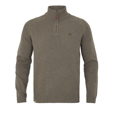 Vincent merino pullover med halv lynlås - Dark sand - Härkila