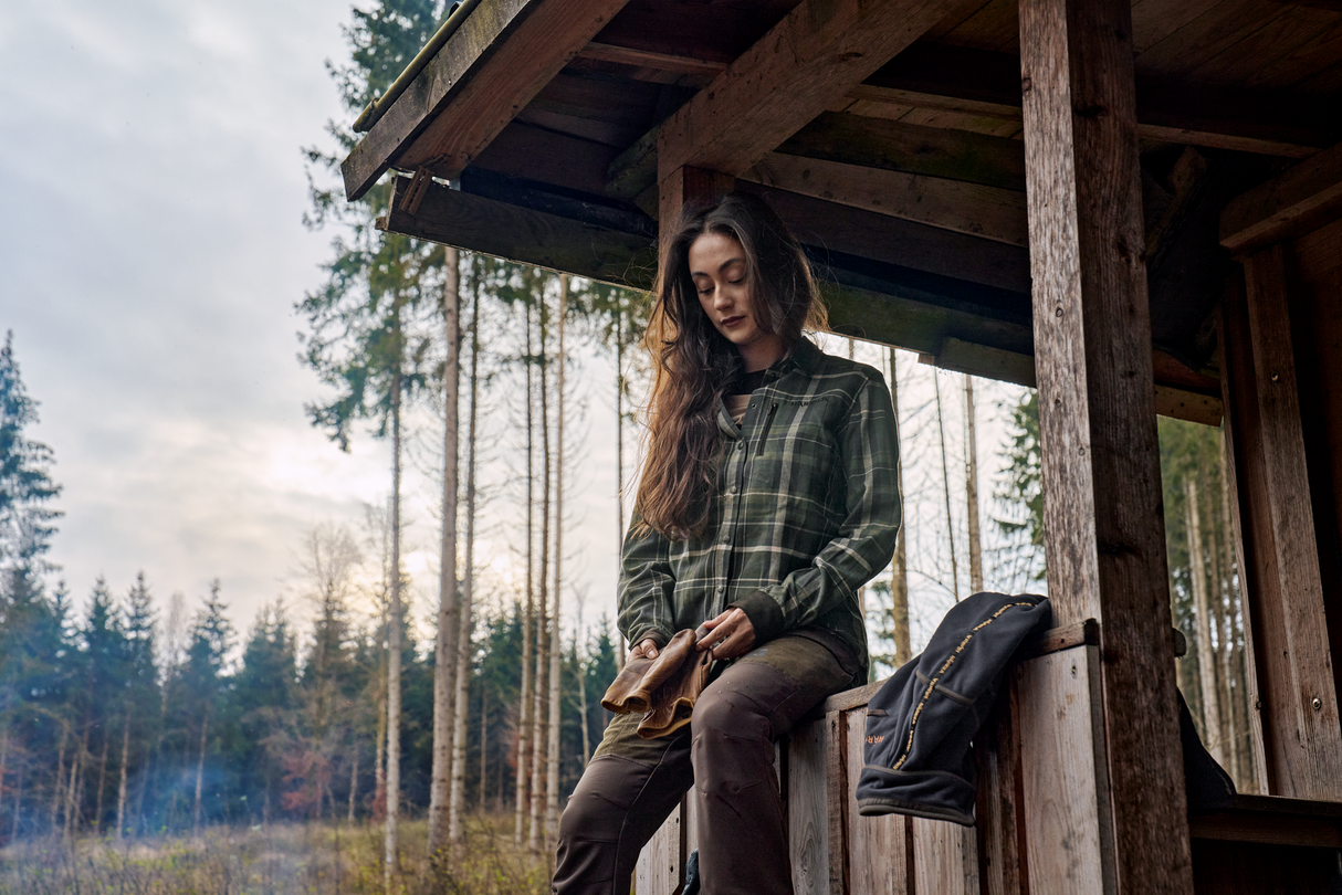 Pajala L/S Skjorte Dame – Olive Check – Härkila