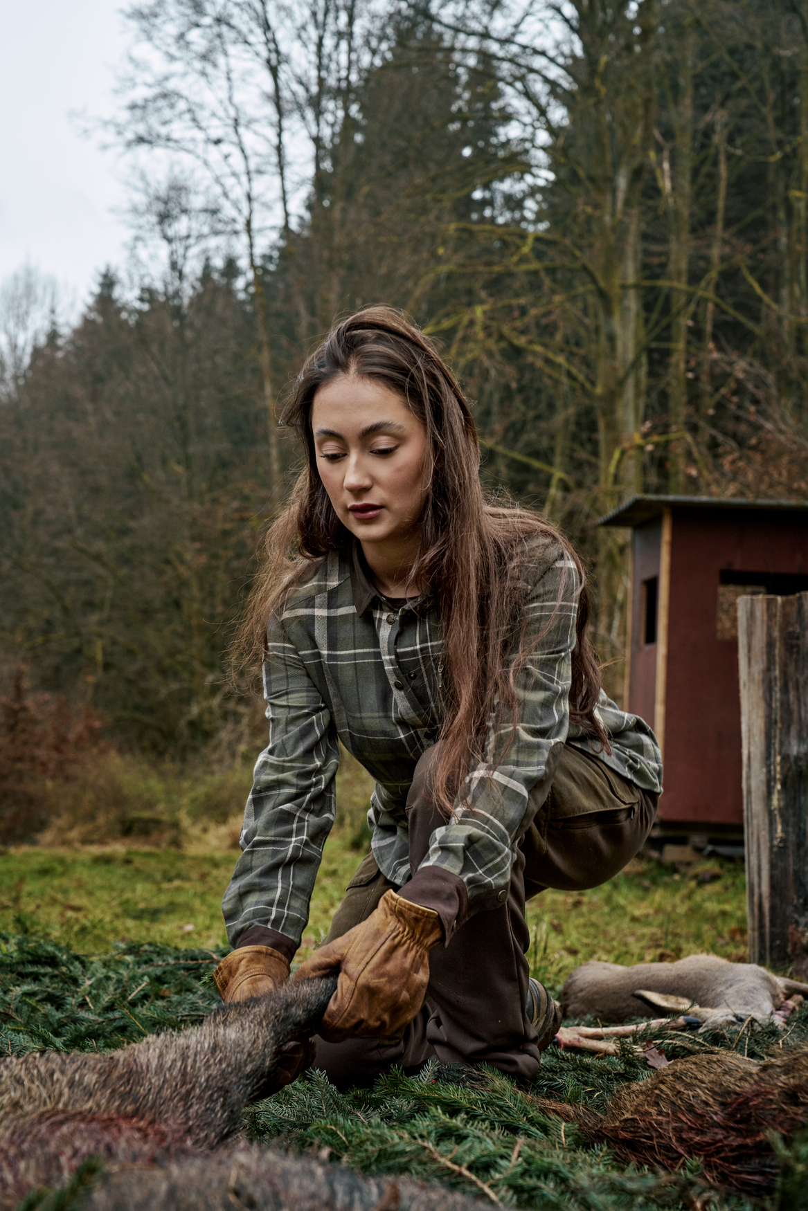 Pajala L/S Skjorte Dame – Olive Check – Härkila