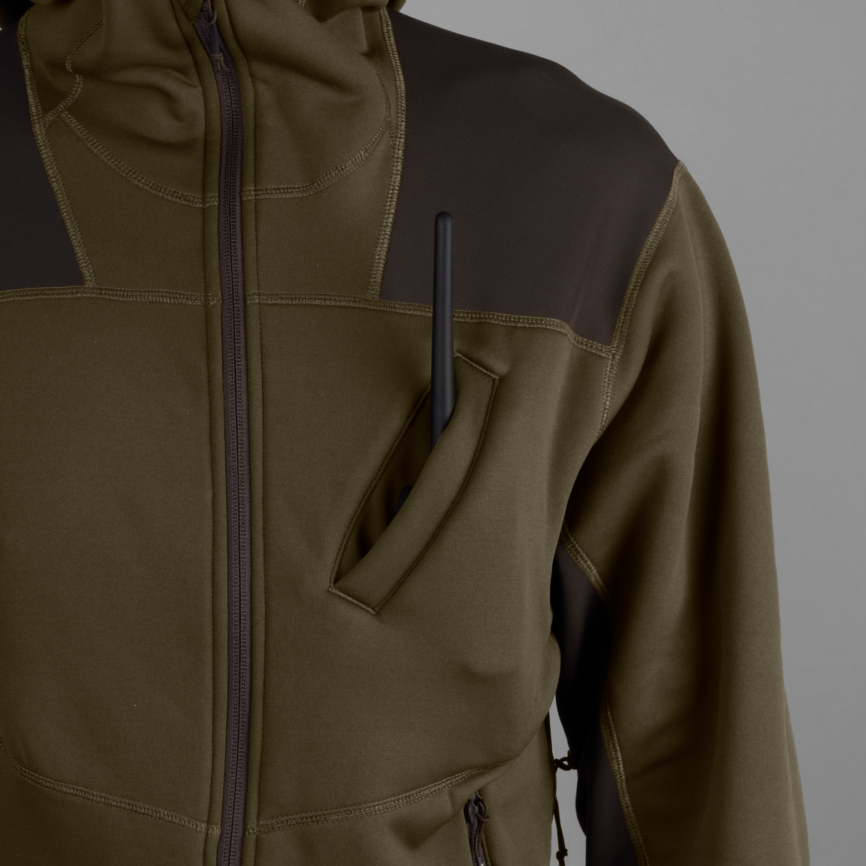 Deer Stalker – Fleece hettegenser Willow Green/Shadow Brown – Härkila