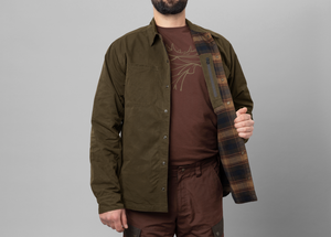 Eirik vendbar skjortejakke Dark Warm Olive/Burgundy – Härkila