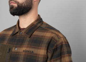 Eirik vendbar skjortejakke Dark Warm Olive/Burgundy – Härkila