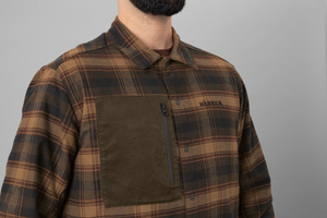 Eirik vendbar skjortejakke Dark Warm Olive/Burgundy – Härkila