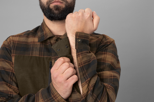 Eirik vendbar skjortejakke Dark Warm Olive/Burgundy – Härkila