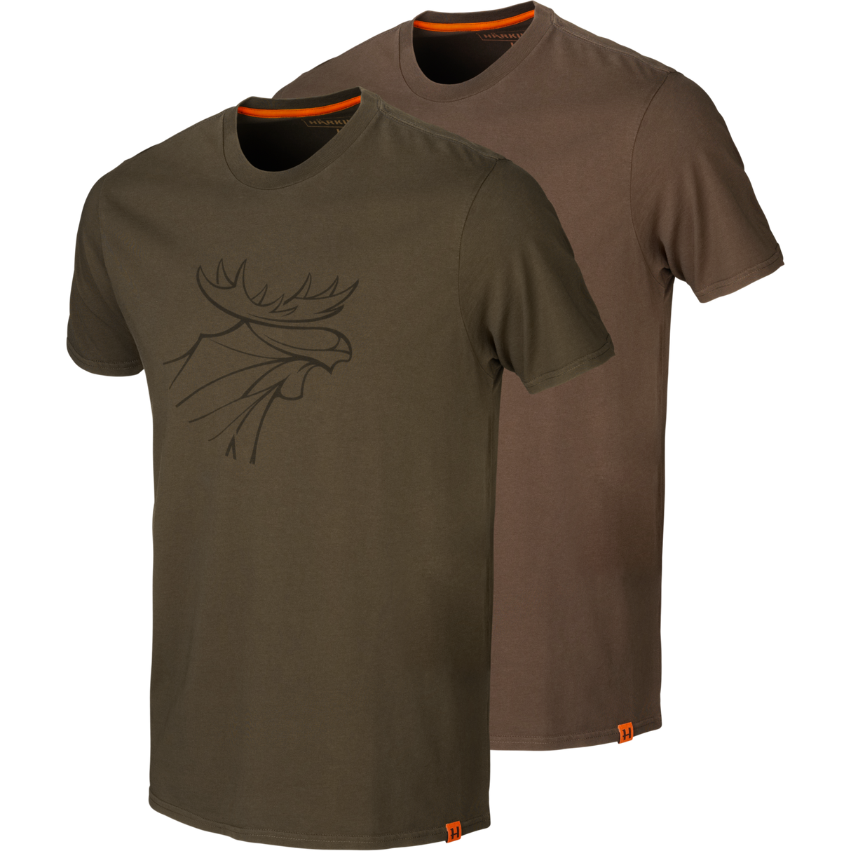 Graphic T-Skjorte 2-Pack - Willow Green/Slate Brown – Härkila