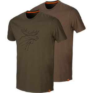 Graphic T-Skjorte 2-Pack - Willow Green/Slate Brown – Härkila