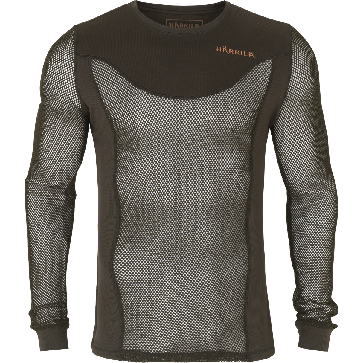 Base Mesh trøye med rund hals Shadow Brown – Härkila