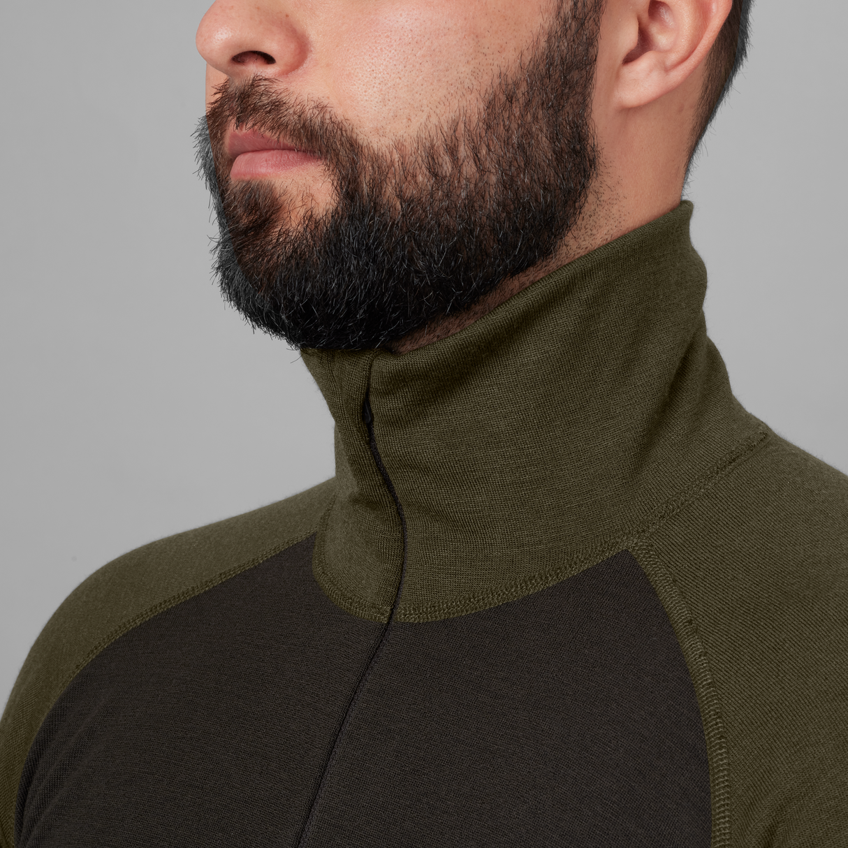 Base Warm zip neck Willow Green/Shadow Brown – Härkila